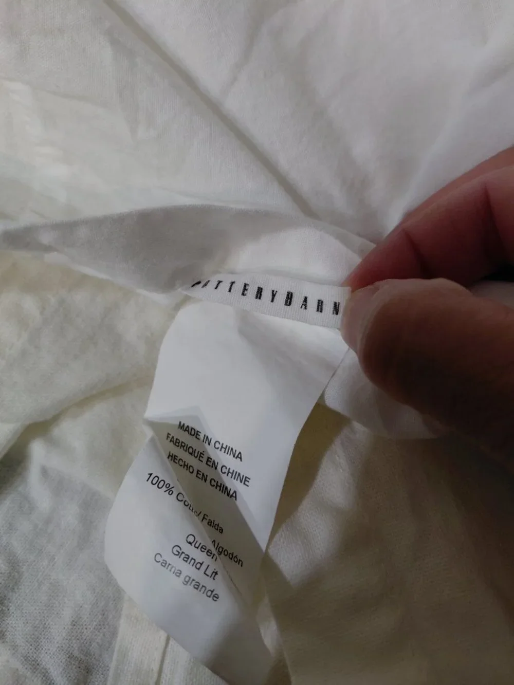 Pottery Barn Queen Cotton Linen Bed Skirt Ivory Euro Sham